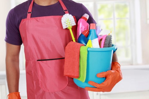 Professional carpet cleaners in Strawberry Hill inspecting a clean carpet