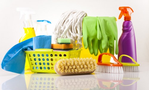 Professional carpet cleaning work area with organised equipment